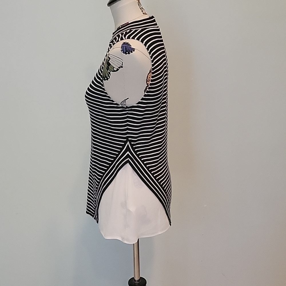 WHBM Sleeveless Black & White Striped Top S - Picture 2 of 9